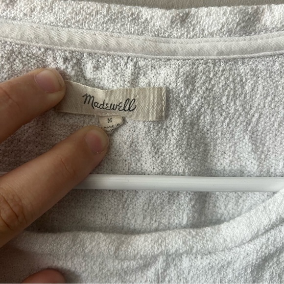 Madewell White Textured Tie Front Top Size Medium - Picture 4 of 7